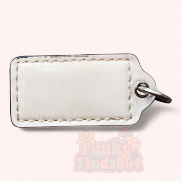Coach Cream Ivory Leather Hangtag Logo Embossed Keychain Charm Replacement - Picture 3 of 4